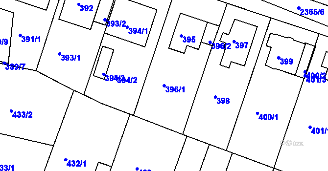 Parcela st. 396/1 v KÚ Teplice-Trnovany, Katastrální mapa