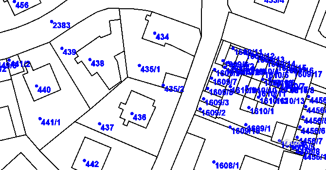Parcela st. 435/2 v KÚ Teplice-Trnovany, Katastrální mapa