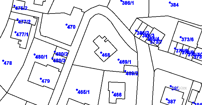Parcela st. 468 v KÚ Teplice-Trnovany, Katastrální mapa