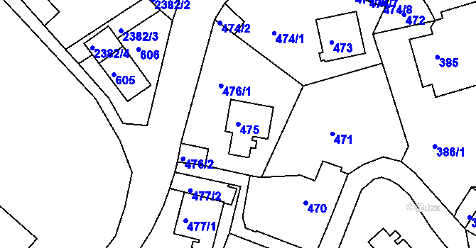 Parcela st. 475 v KÚ Teplice-Trnovany, Katastrální mapa