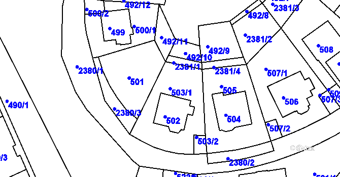 Parcela st. 503/1 v KÚ Teplice-Trnovany, Katastrální mapa