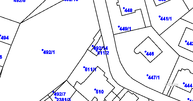 Parcela st. 511/2 v KÚ Teplice-Trnovany, Katastrální mapa