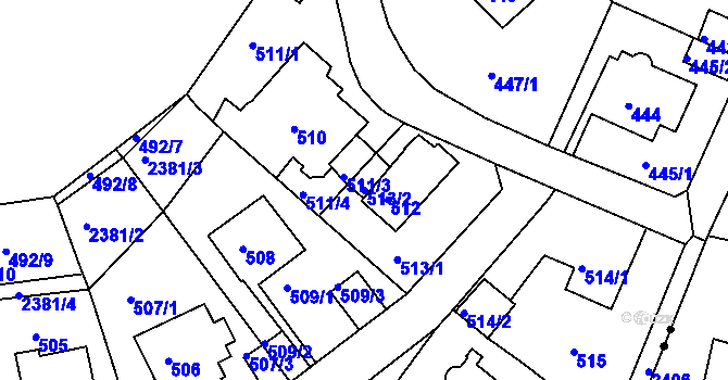 Parcela st. 513/2 v KÚ Teplice-Trnovany, Katastrální mapa
