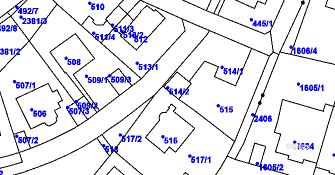 Parcela st. 514/2 v KÚ Teplice-Trnovany, Katastrální mapa