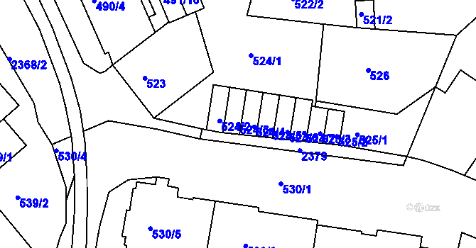 Parcela st. 524/3 v KÚ Teplice-Trnovany, Katastrální mapa