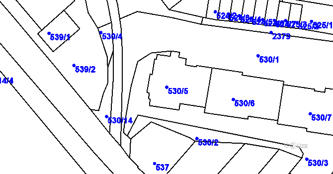 Parcela st. 530/5 v KÚ Teplice-Trnovany, Katastrální mapa