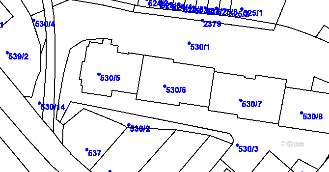 Parcela st. 530/6 v KÚ Teplice-Trnovany, Katastrální mapa
