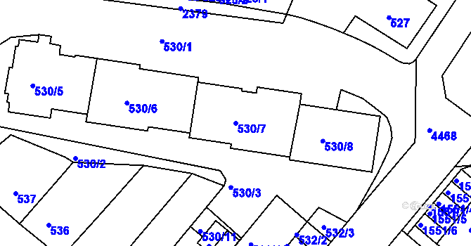 Parcela st. 530/7 v KÚ Teplice-Trnovany, Katastrální mapa