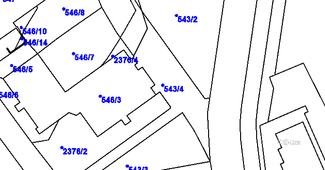 Parcela st. 543/4 v KÚ Teplice-Trnovany, Katastrální mapa