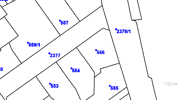 Parcela st. 556 v KÚ Teplice-Trnovany, Katastrální mapa