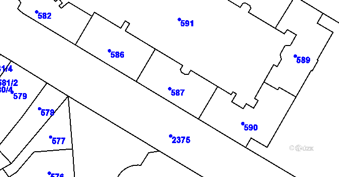 Parcela st. 587 v KÚ Teplice-Trnovany, Katastrální mapa