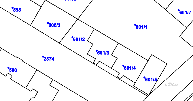 Parcela st. 601/3 v KÚ Teplice-Trnovany, Katastrální mapa