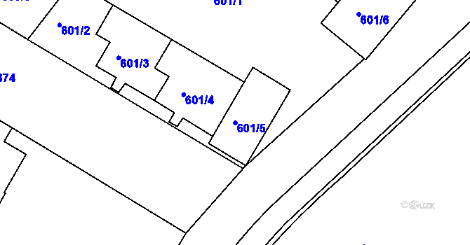 Parcela st. 601/5 v KÚ Teplice-Trnovany, Katastrální mapa