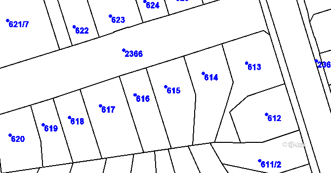 Parcela st. 615 v KÚ Teplice-Trnovany, Katastrální mapa