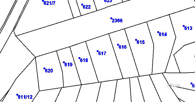 Parcela st. 617 v KÚ Teplice-Trnovany, Katastrální mapa