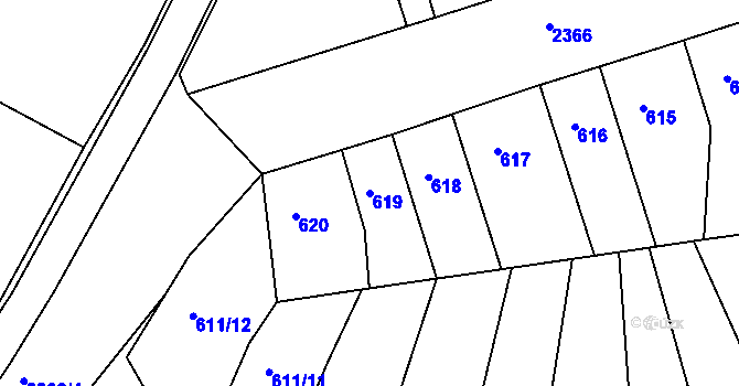 Parcela st. 619 v KÚ Teplice-Trnovany, Katastrální mapa