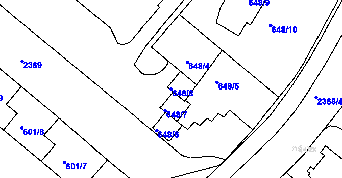 Parcela st. 648/8 v KÚ Teplice-Trnovany, Katastrální mapa