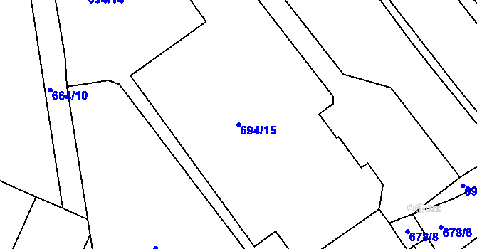 Parcela st. 694/15 v KÚ Teplice-Trnovany, Katastrální mapa