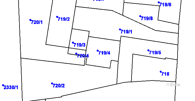 Parcela st. 719/4 v KÚ Teplice-Trnovany, Katastrální mapa