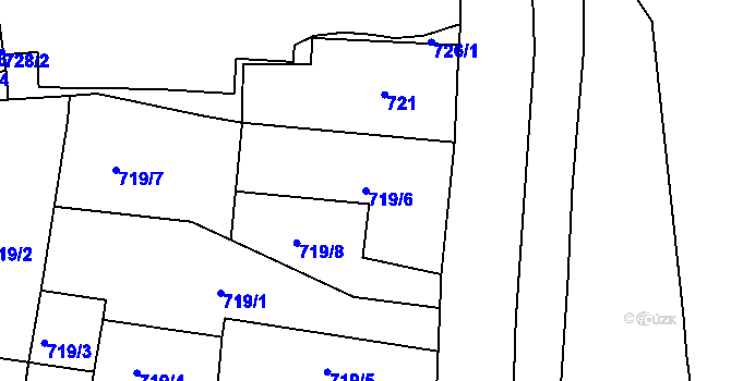 Parcela st. 719/6 v KÚ Teplice-Trnovany, Katastrální mapa