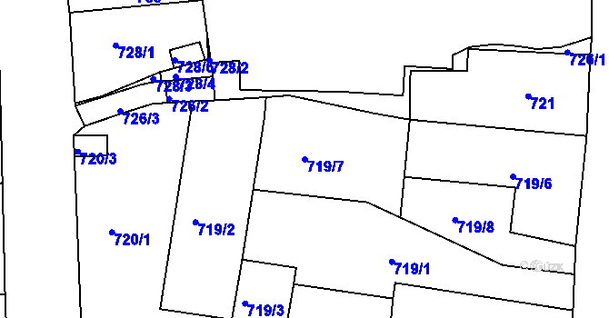 Parcela st. 719/7 v KÚ Teplice-Trnovany, Katastrální mapa