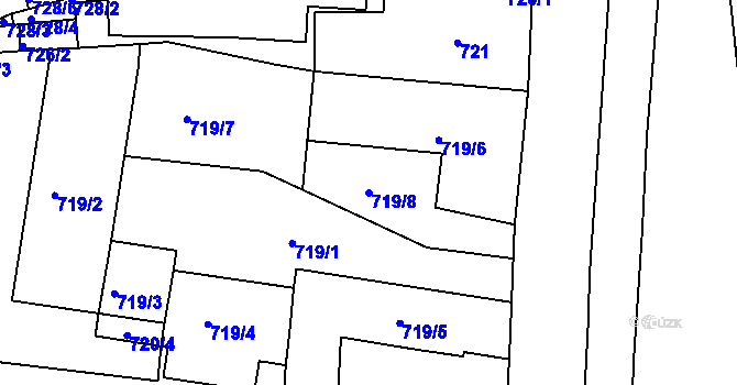 Parcela st. 719/8 v KÚ Teplice-Trnovany, Katastrální mapa