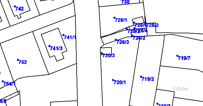Parcela st. 720/3 v KÚ Teplice-Trnovany, Katastrální mapa