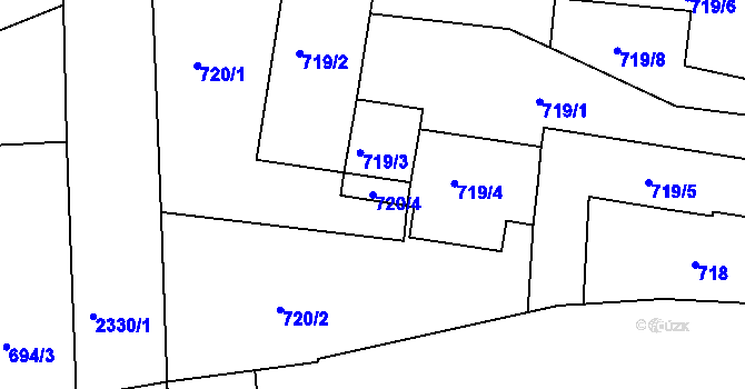 Parcela st. 720/4 v KÚ Teplice-Trnovany, Katastrální mapa