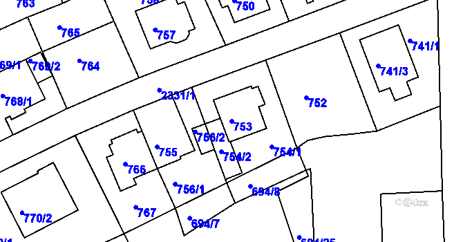 Parcela st. 753 v KÚ Teplice-Trnovany, Katastrální mapa