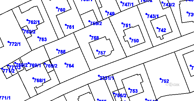 Parcela st. 757 v KÚ Teplice-Trnovany, Katastrální mapa