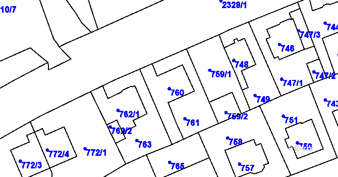 Parcela st. 760 v KÚ Teplice-Trnovany, Katastrální mapa