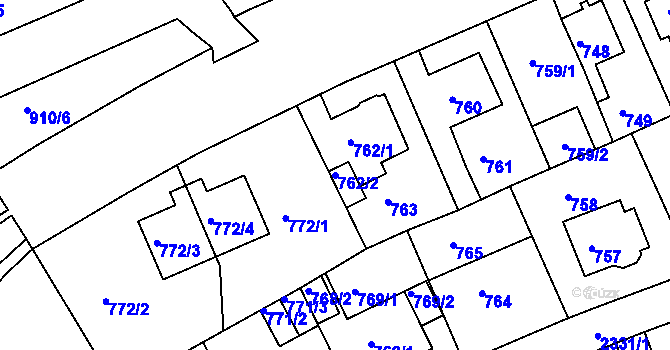 Parcela st. 762/2 v KÚ Teplice-Trnovany, Katastrální mapa