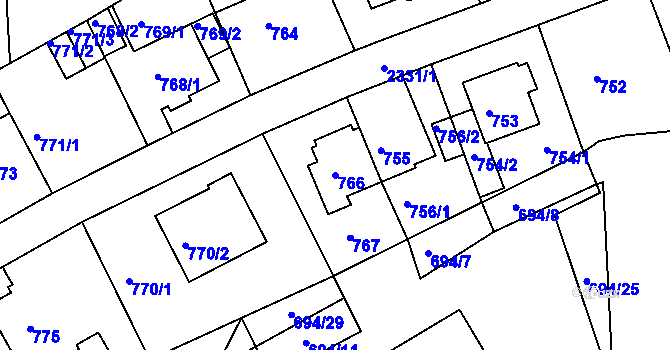 Parcela st. 766 v KÚ Teplice-Trnovany, Katastrální mapa