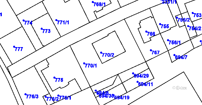 Parcela st. 770/2 v KÚ Teplice-Trnovany, Katastrální mapa