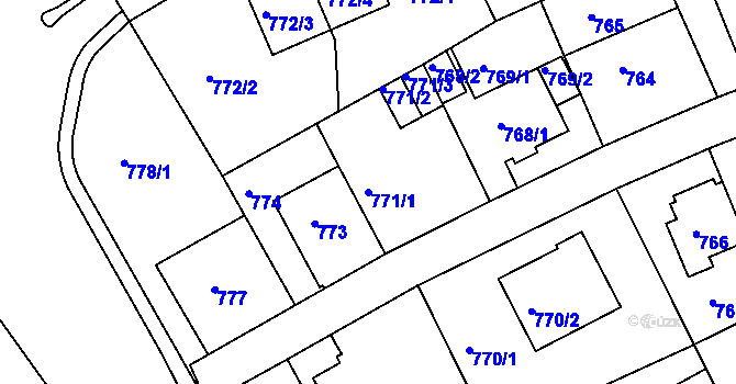 Parcela st. 771/1 v KÚ Teplice-Trnovany, Katastrální mapa