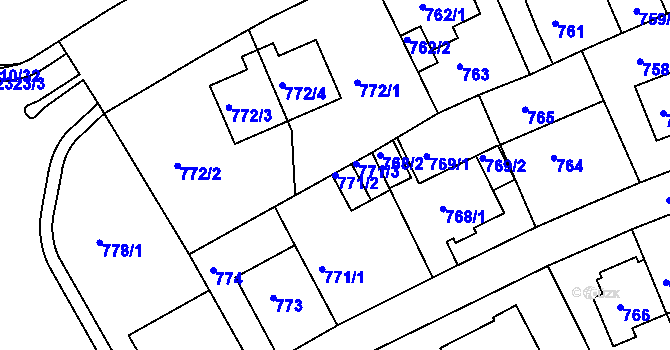 Parcela st. 771/2 v KÚ Teplice-Trnovany, Katastrální mapa