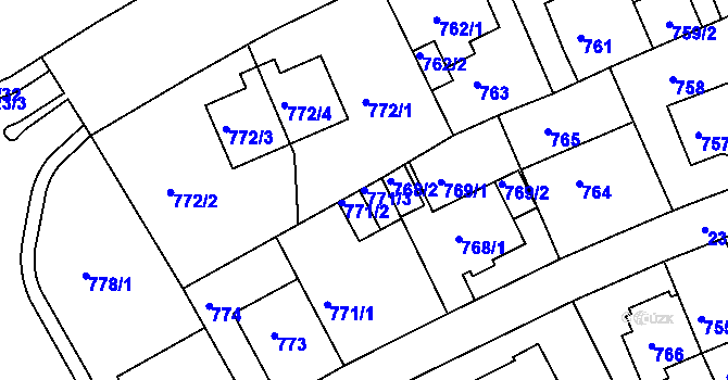 Parcela st. 771/3 v KÚ Teplice-Trnovany, Katastrální mapa