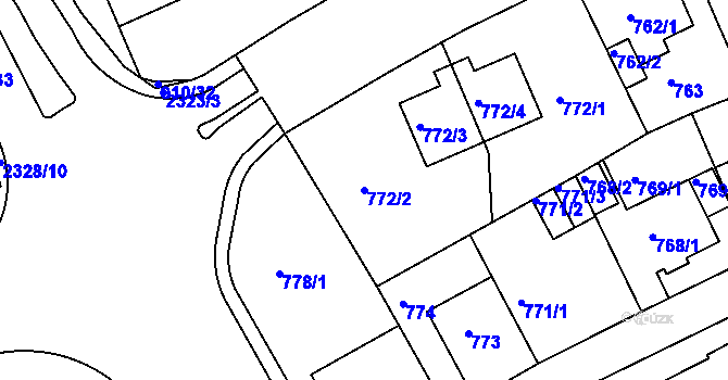 Parcela st. 772/2 v KÚ Teplice-Trnovany, Katastrální mapa