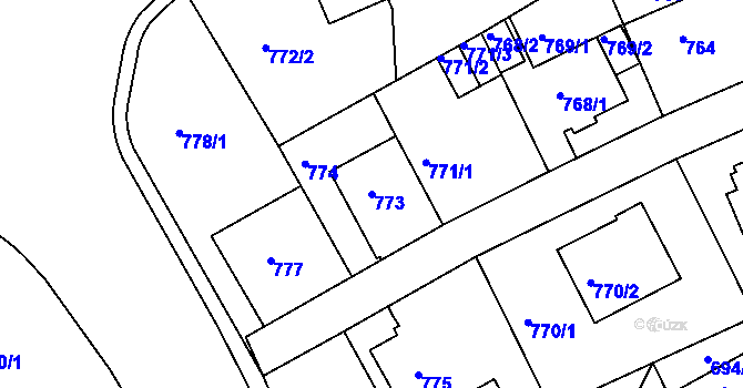 Parcela st. 773 v KÚ Teplice-Trnovany, Katastrální mapa