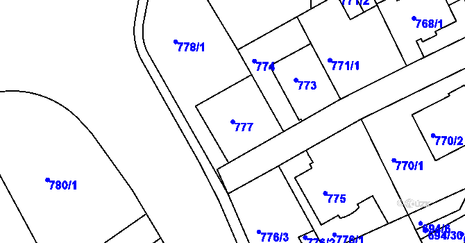 Parcela st. 777 v KÚ Teplice-Trnovany, Katastrální mapa