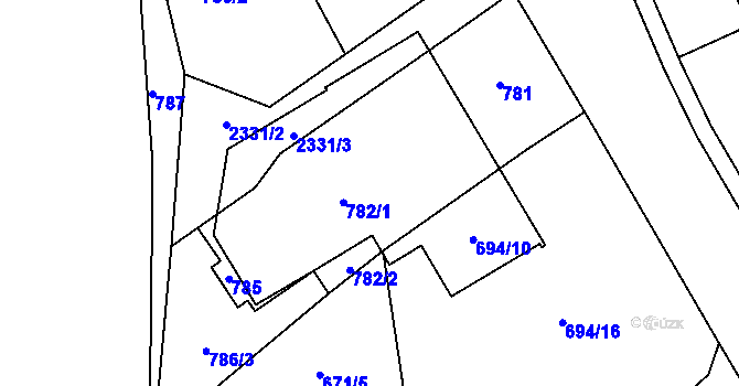 Parcela st. 784/2 v KÚ Teplice-Trnovany, Katastrální mapa