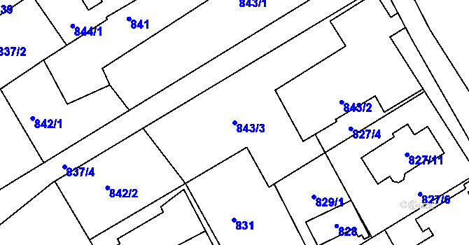 Parcela st. 843/3 v KÚ Teplice-Trnovany, Katastrální mapa
