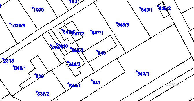 Parcela st. 846 v KÚ Teplice-Trnovany, Katastrální mapa