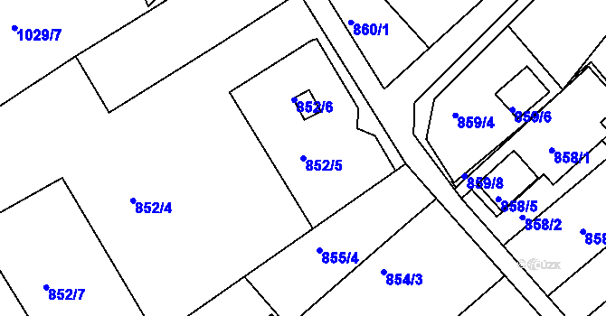 Parcela st. 852/5 v KÚ Teplice-Trnovany, Katastrální mapa