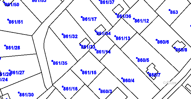 Parcela st. 861/14 v KÚ Teplice-Trnovany, Katastrální mapa