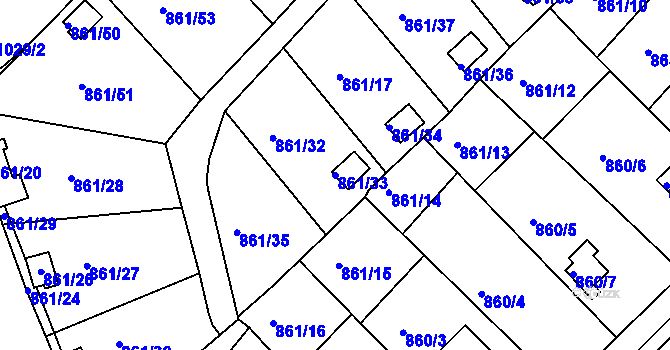 Parcela st. 861/33 v KÚ Teplice-Trnovany, Katastrální mapa