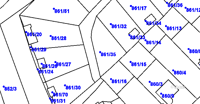 Parcela st. 861/35 v KÚ Teplice-Trnovany, Katastrální mapa
