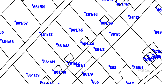 Parcela st. 861/44 v KÚ Teplice-Trnovany, Katastrální mapa
