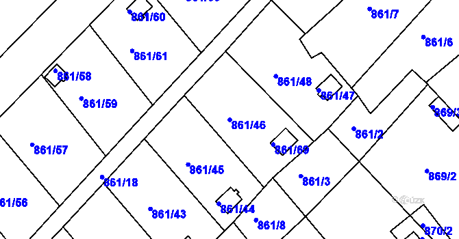 Parcela st. 861/46 v KÚ Teplice-Trnovany, Katastrální mapa