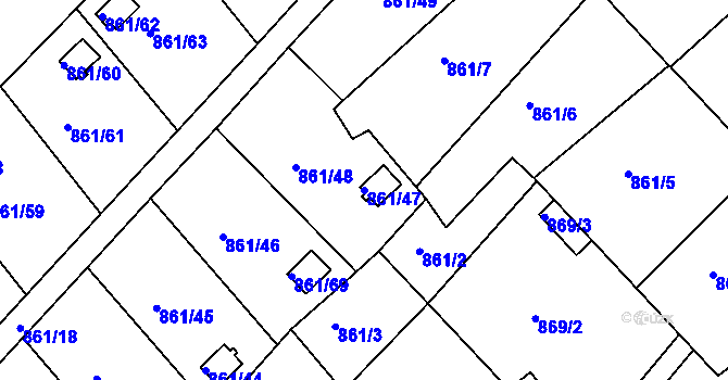 Parcela st. 861/47 v KÚ Teplice-Trnovany, Katastrální mapa